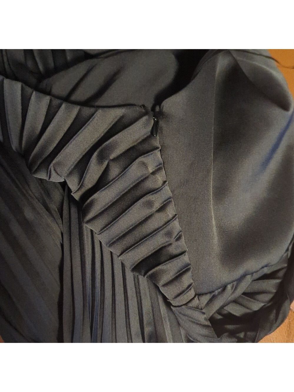 Sam Edelman Pleated Asymmetric Hem Satin Dress - Picture 11 of 12